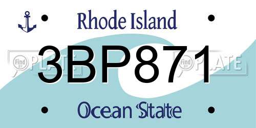 3BP871 Rhode Island License Plate