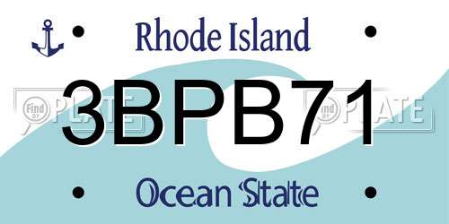 3BPB71 Rhode Island License Plate
