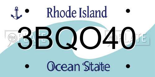 3BQO40 Rhode Island License Plate