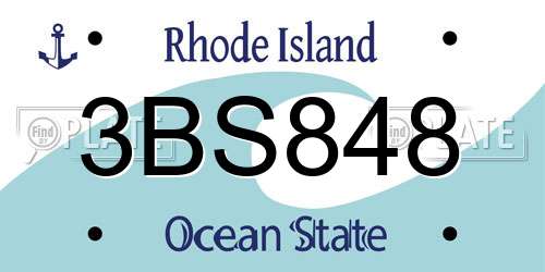 3BS848 Rhode Island License Plate