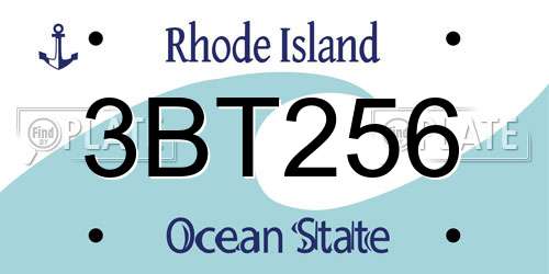 3BT256 Rhode Island License Plate