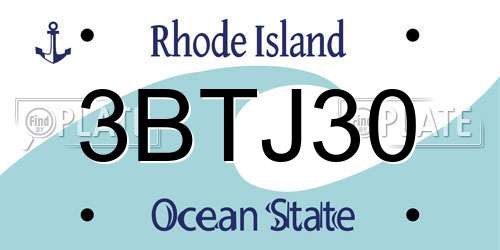 3BTJ30 Rhode Island License Plate