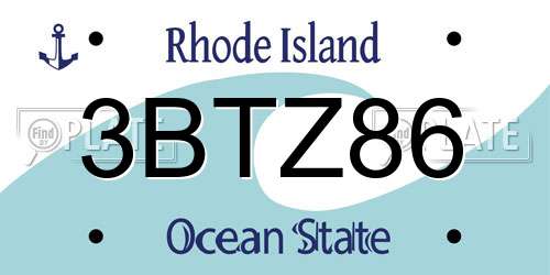 3BTZ86 Rhode Island License Plate