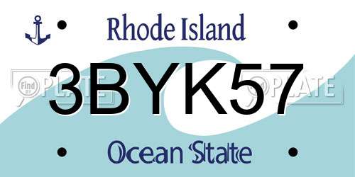 3BYK57 Rhode Island License Plate
