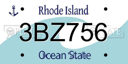 3BZ756 Rhode Island License Plate