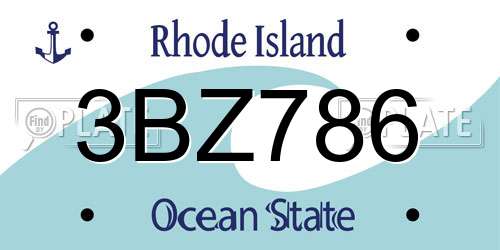 3BZ786 Rhode Island License Plate