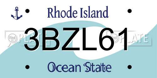 3BZL61 Rhode Island License Plate