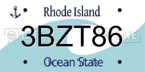 3BZT86 Rhode Island License Plate