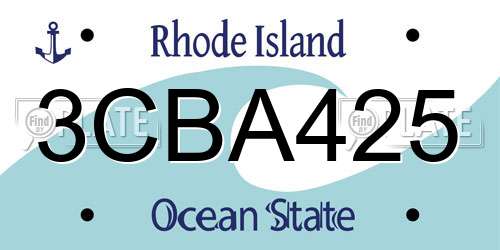 3CBA425 Rhode Island License Plate