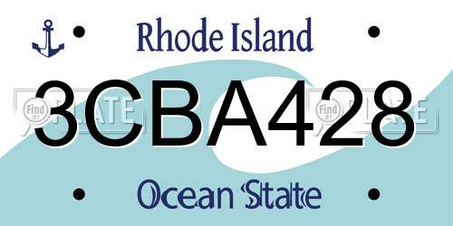 3CBA428 Rhode Island License Plate