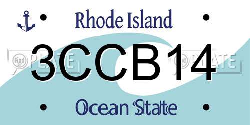 3CCB14 Rhode Island License Plate