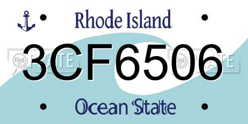 3CF6506 Rhode Island License Plate