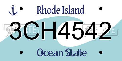 3CH4542 Rhode Island License Plate