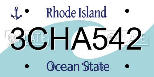 3CHA542 Rhode Island License Plate