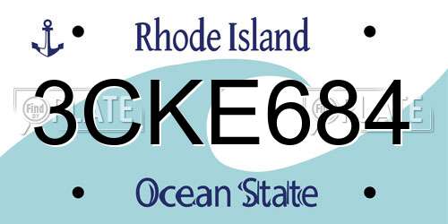 3CKE684 Rhode Island License Plate