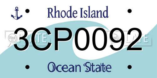3CP0092 Rhode Island License Plate