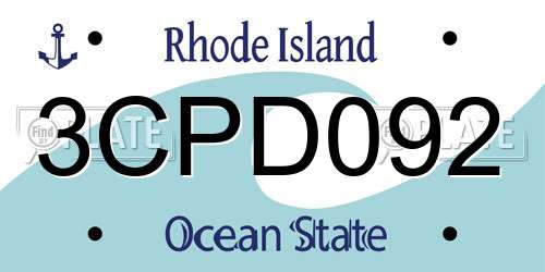 3CPD092 Rhode Island License Plate