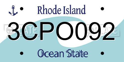 3CPO092 Rhode Island License Plate