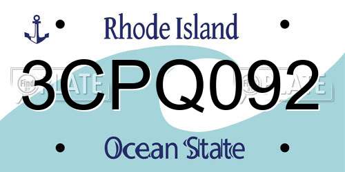 3CPQ092 Rhode Island License Plate
