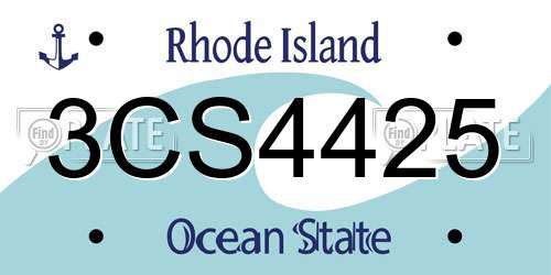 3CS4425 Rhode Island License Plate
