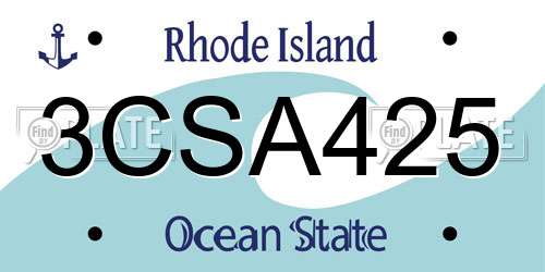 3CSA425 Rhode Island License Plate
