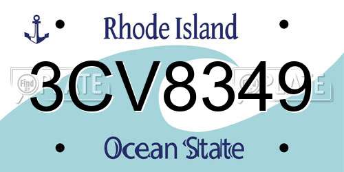 3CV8349 Rhode Island License Plate
