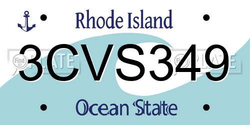 3CVS349 Rhode Island License Plate