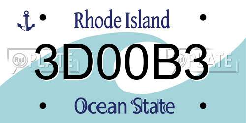 3D00B3 Rhode Island License Plate