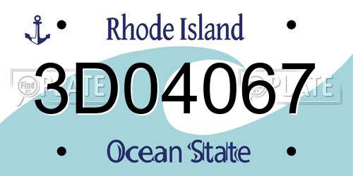 3D04067 Rhode Island License Plate