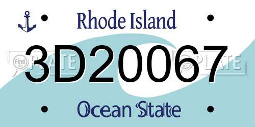 3D20067 Rhode Island License Plate