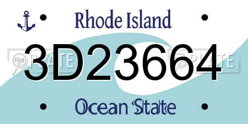 3D23664 Rhode Island License Plate