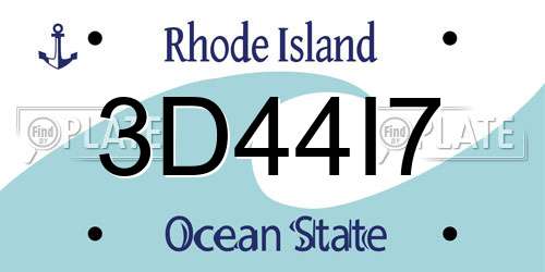 3D44I7 Rhode Island License Plate