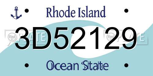 3D52129 Rhode Island License Plate