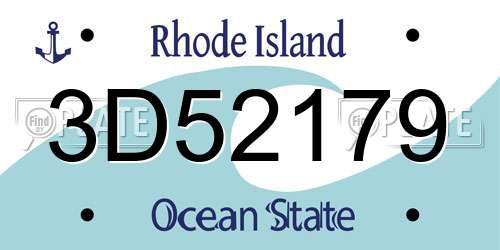 3D52179 Rhode Island License Plate