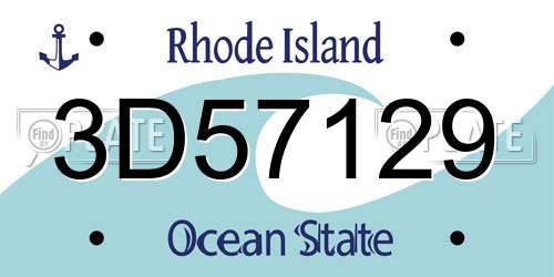 3D57129 Rhode Island License Plate