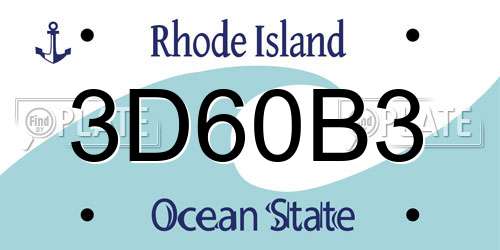 3D60B3 Rhode Island License Plate