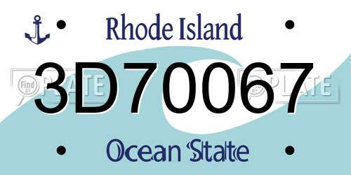 3D70067 Rhode Island License Plate
