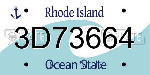3D73664 Rhode Island License Plate