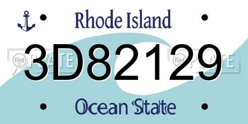 3D82129 Rhode Island License Plate