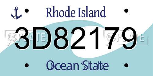 3D82179 Rhode Island License Plate