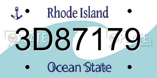 3D87179 Rhode Island License Plate