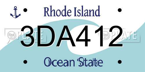 3DA412 Rhode Island License Plate