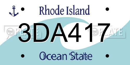 3DA417 Rhode Island License Plate