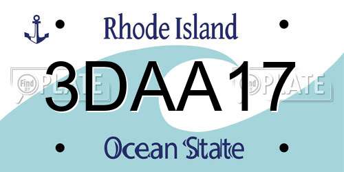 3DAA17 Rhode Island License Plate
