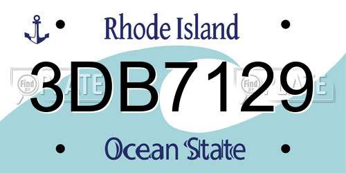3DB7129 Rhode Island License Plate