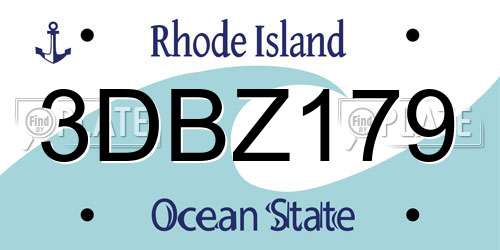 3DBZ179 Rhode Island License Plate