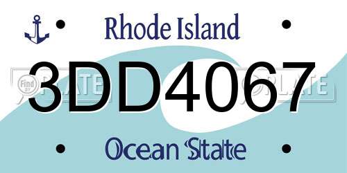 3DD4067 Rhode Island License Plate