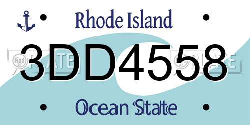 3DD4558 Rhode Island License Plate