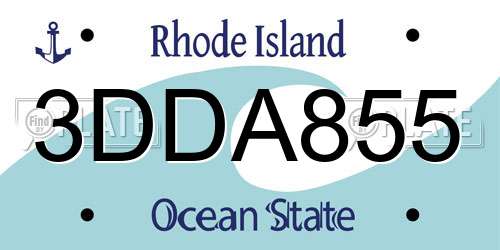 3DDA855 Rhode Island License Plate