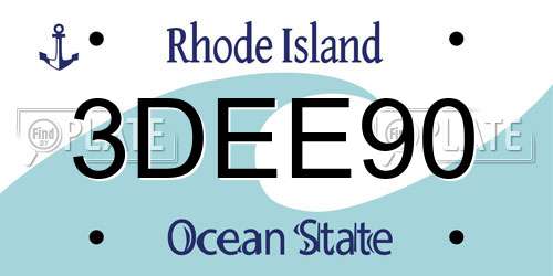 3DEE90 Rhode Island License Plate